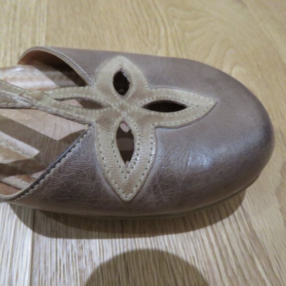 JAFA Antique Distressed Brown Strappy Cut Out Leather Comfort Sandals Boho - Picture 14 of 14